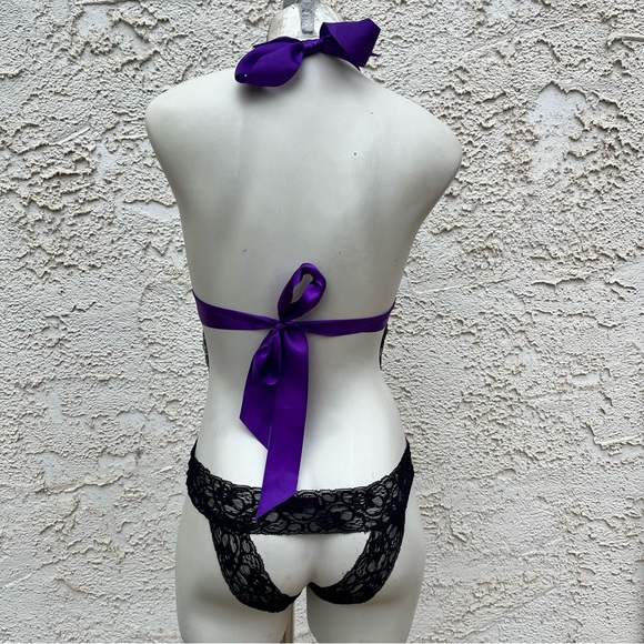 Avid Love Black & Purple Lace Teddy - Picture 4 of 4